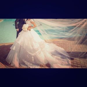 Sweetheart Lace Ball Gown bead Pearls PninaTornai